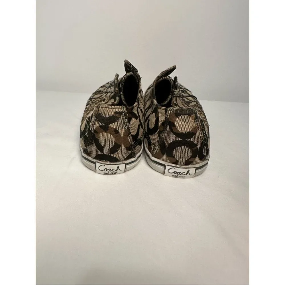 COACH Keeley signature camo low top women’s canvas slip on shoe sz 6.5B  #229